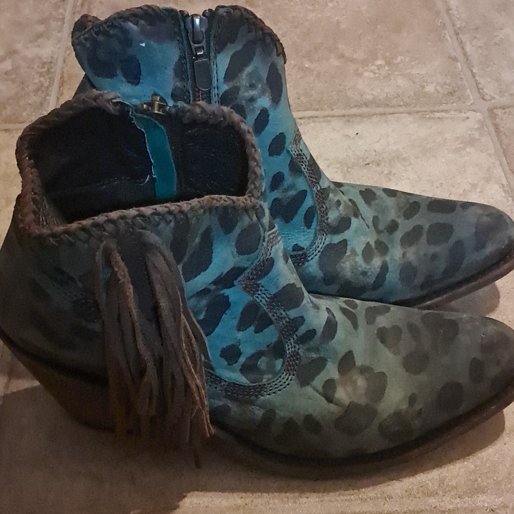 Liberty Black Chita Turquesa Ankle Boot Handmade In Mexico Western Festival Boho - Picture 8 of 16